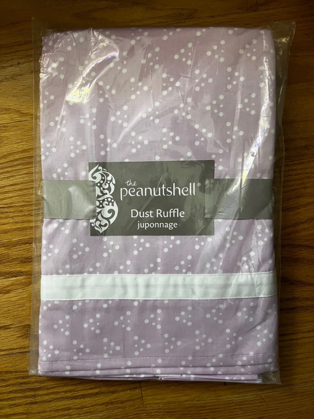 NWT Peanutshell Dusty Pink + White Dot Chevrons Crib Dust Ruffle